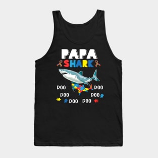 Papa Shark Autism Awareness Shirt Papa Baby Shark Autism tee Tank Top